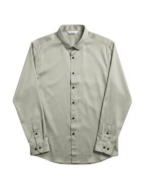 NWT | ZEROYAA Sage Green Satin Finish Long Sleeve Button Up Dress Shirt | Large